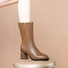 【预售5天】秋冬新款棕色复古加绒皮靴英伦风高跟女式中筒靴马丁靴JLD&1910 商品缩略图0
