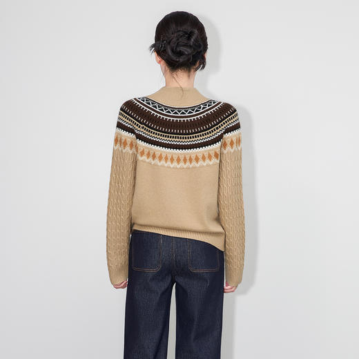 「高货wl」全新升级【铂金会员330/天猫439/差价109】(53803)洛诗琳美丽诺羊毛费尔岛提花毛衣2025秋冬加厚针织外套 商品图2