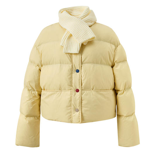 【90白鹅绒】三彩2025冬季新款奶黄包鹅绒服短款防水羽绒服M 商品图4