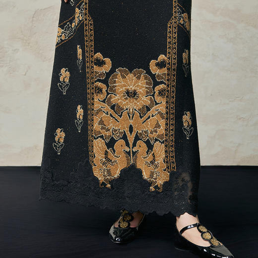 【林栖设计小店】毛织蕾丝半身裙金葱提花古典新中式气质2025秋冬新款马面裙女1954074 商品图6