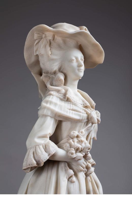 独角鹿西洋古董 19世纪法国出品人物主题大理石雕塑作品《 玛丽·安托瓦内特》 商品图4