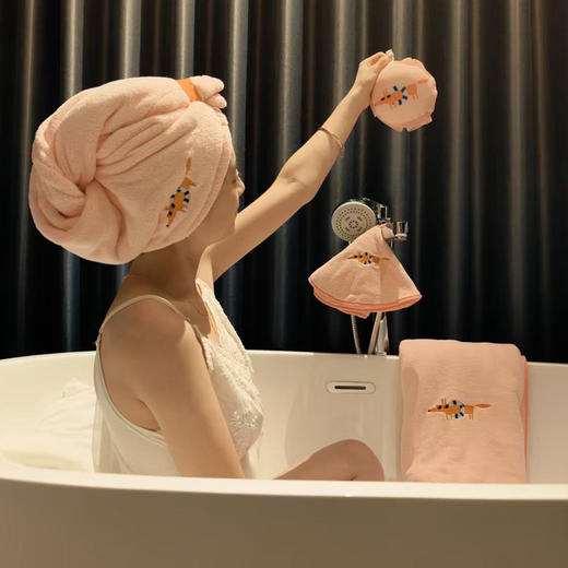 *【小狐狸】浴球手帕巾干发帽浴巾 商品图4