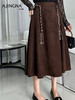 【麂皮绒伞裙】阿菁娜秋季新款麂皮绒伞裙编织腰带设计半身裙复古静奢风分片剪裁显瘦显高F30D213006 商品缩略图2