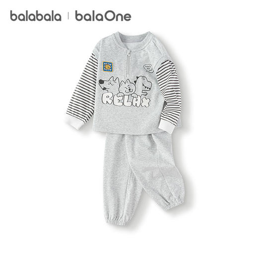 巴拉巴拉balaOne男宝宝套装儿童长袖2件套女童2025新款秋装假两件 商品图4