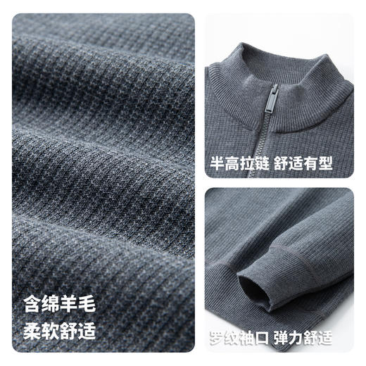 【含绵羊毛】圣得西男士休闲百搭毛衣2025秋冬季新款半高领厚毛衫 商品图4