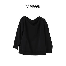 VIMAGE纬漫纪时尚通勤设计感领口上衣V2413115