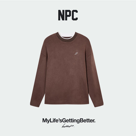 NPC潮牌东丽小暖绒撞色螺纹休闲圆领长袖T恤男圆领落肩NP58TL21 商品图7