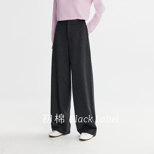 棉仓366618007-【黑标羊毛直筒裤】宽松显瘦毛呢裤25秋冬加厚保暖休闲裤长裤 商品图0