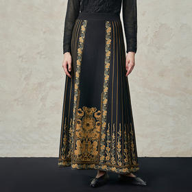 【林栖设计小店】毛织半身裙金葱提花国风新中式气质2025秋冬新款马面裙女1954081