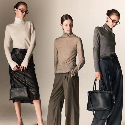 堆领、半高领真丝羊绒打底衫 商品图0