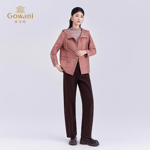 乔万尼2025新品复古休闲H型连帽款短款风衣外套ED1B918 商品图3