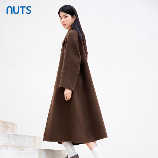 NUTS商场同款冬款咖色气质高级感复古双面呢大衣中外套女4431509A1 商品图1
