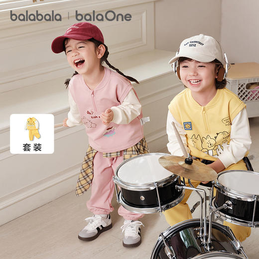 巴拉巴拉balaOne男宝宝套装儿童长袖2件套女童2025新款秋装假两件 商品图1