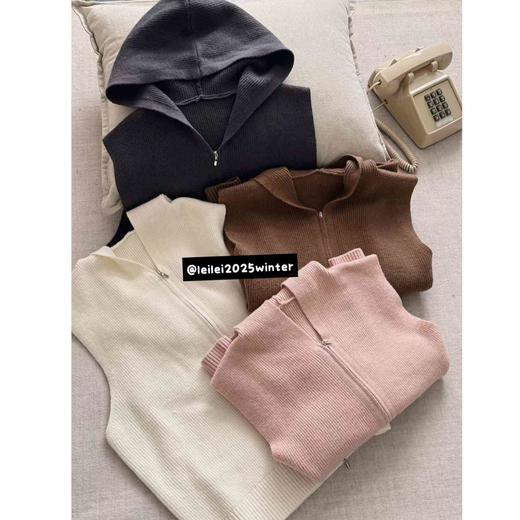 25AW上新【现货折上95折】 蕾蕾同款【叠穿神助攻】时尚双头拉链连帽无袖针织马甲上衣 商品图3