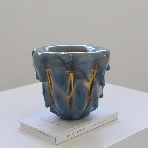 创意设计师北欧玻璃花瓶轻奢摆件干花插水培琉璃花器客厅现代简约 商品图4