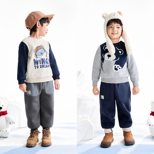 【实体店同款】男女童全腰针织夹裤冬季新款安奈儿童装XM546034 商品图3