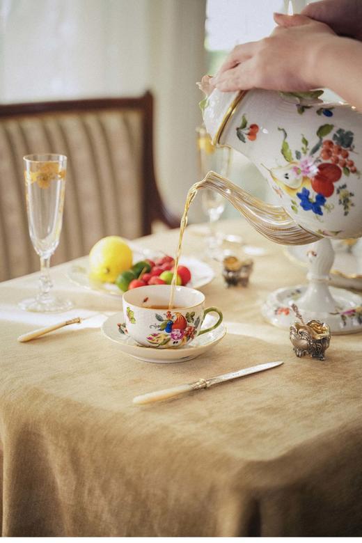 独角鹿西洋古董 20世纪匈牙利赫伦瓷窑出品水果花束系列主题手绘描金装饰四人下午茶瓷器套件 商品图4