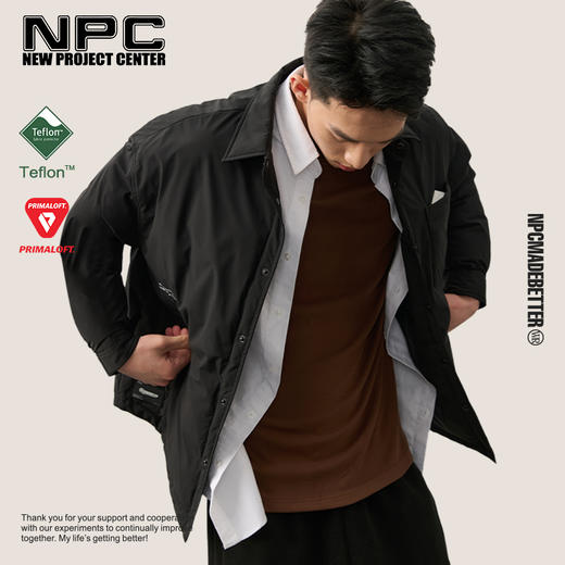 NPC潮牌特氟龙三防男士简约干练轻盈保暖夹克款棉衣NP48PJ31 商品图0
