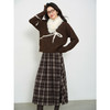 鹿向南「梧桐落叶」咖色格纹高腰a字半身裙女早秋巨显瘦垂感长裙 商品缩略图3