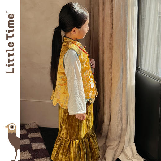 littletime女童套装2025秋冬新款儿童新中式国风马甲女宝宝三件套 商品图3