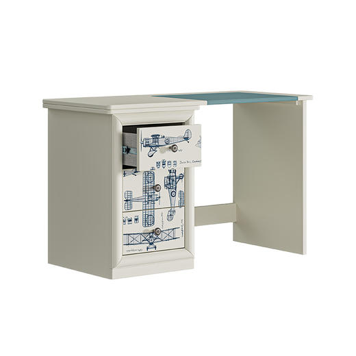 喜梦宝云翼系列书桌松木实木多层免漆饰面皮革耐用学习桌 商品图3