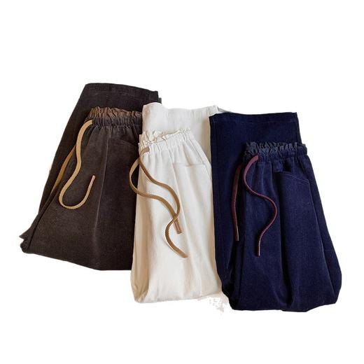 2025最新灯芯绒裤！拼接花苞腰阔腿裤斜线插袋微弧九分休闲裤秋款！ 商品图4