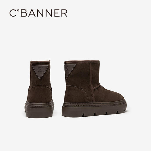 千百度厚底时尚雪地靴女加绒复古短靴保暖增高棉鞋A25770711 商品图4