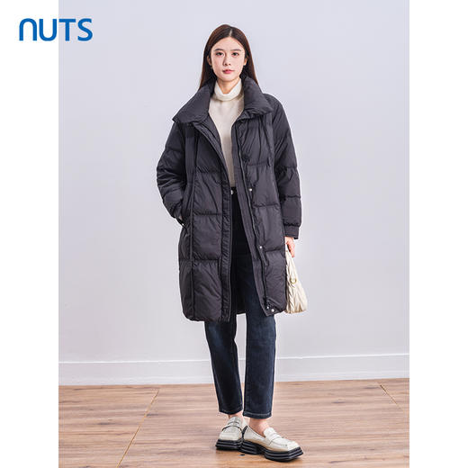 NUTS商场同款冬季轻薄立领加厚保暖休闲长款羽绒服外套女4440907A1 商品图3