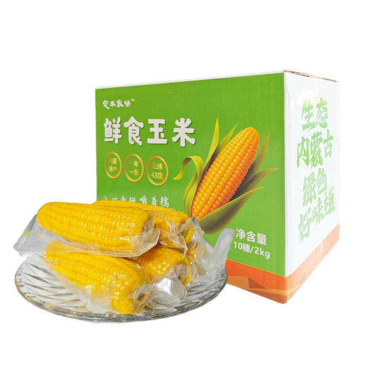 【定丰农场】  内蒙特产鲜食甜糯玉米2kg/盒（十根装） 软糯香甜 真空锁鲜 健康粗粮 商品图0