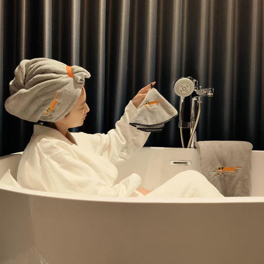 *【小狐狸】浴球手帕巾干发帽浴巾 商品图2