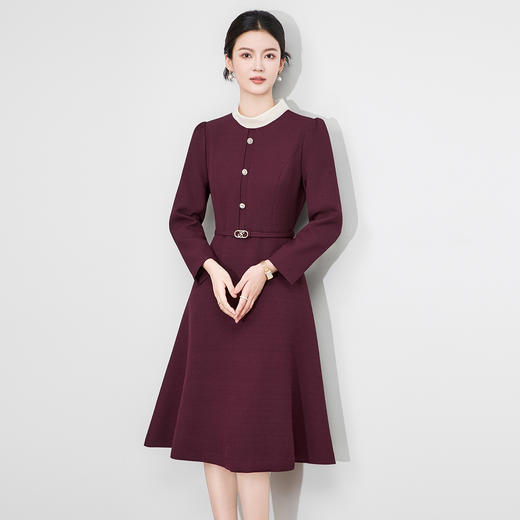 「高货wl」全新升级【铂金会员358/天猫479/差价121】(53239)洛诗琳法式通勤收腰连衣裙2025秋冬新款修身显瘦A字裙女 商品图0