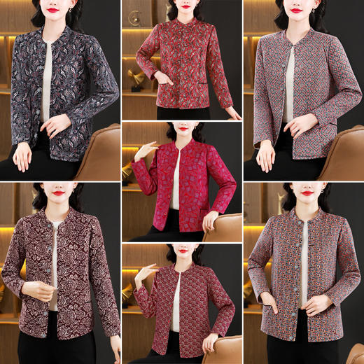 KQL356H6819 2025秋冬牛奶丝双面磨毛印花中老年打底棉衣保暖妈妈装居家服 商品图2