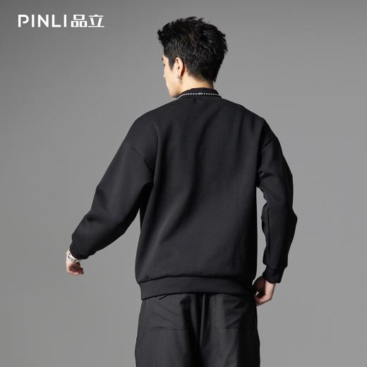 PINLI品立2025秋季新款烧花镂空套头卫衣潮男宽松休闲空气层上衣B253109045 商品图2