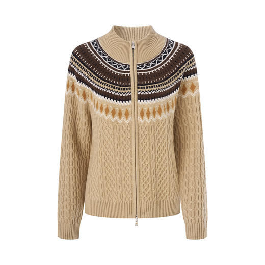 「高货wl」全新升级【铂金会员330/天猫439/差价109】(53803)洛诗琳美丽诺羊毛费尔岛提花毛衣2025秋冬加厚针织外套 商品图4