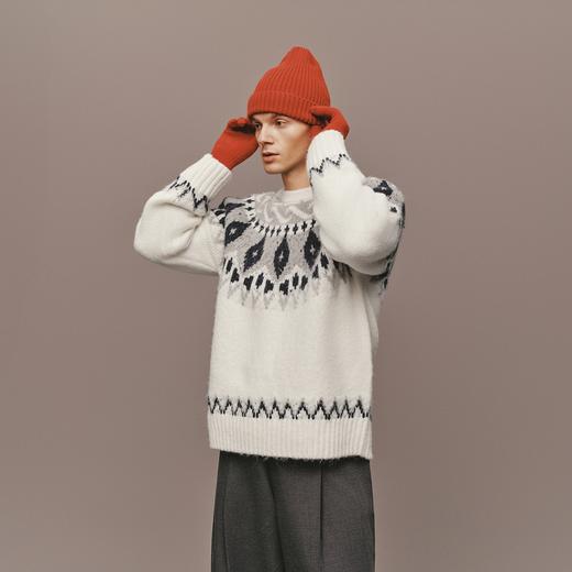 森马毛衫男冬季幻彩纱费尔岛提花针织衫2025新款情侣复古套头毛衣 商品图1