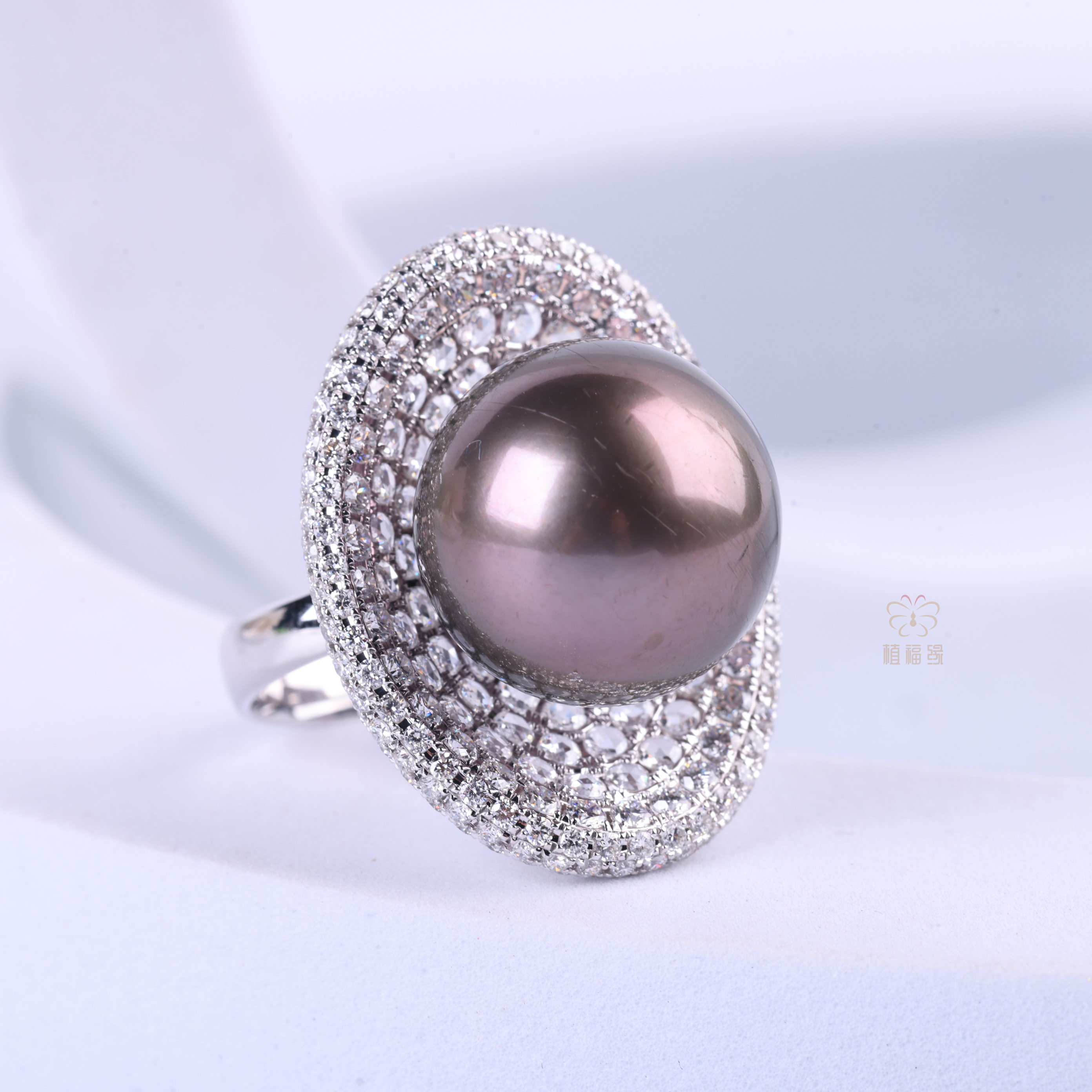 【一眼万年】黑珍珠镶钻戒指    ZZ12505035