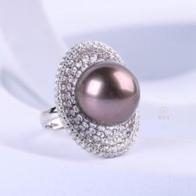 【一眼万年】黑珍珠镶钻戒指    ZZ12505035