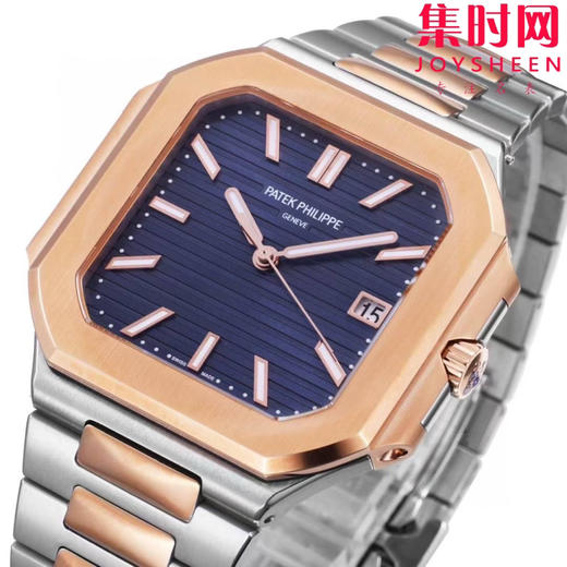 BBF百达翡丽CUBITUS系列 方形鹦鹉螺5821 间玫金蓝 小电视 丹东330一体机 男士腕表 表径45mm 商品图3