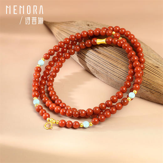 【新品首发】万能链 南红绿松18k金项链 新中式搭配吊坠万能链女士礼物MEMORA诗普琳MN000906 商品图4