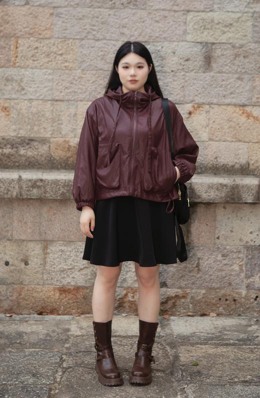 一周发货【秋冬款皮衣】衣长62，红棕色加绒款，90白鸭绒填充，绒子含量82.1%；L-XL 填充68克；2XL-3XL填充83克；4XL-5XL填充88克。黑色不加绒款，宽松短款皮夹克皮衣外套，环保皮 商品图7