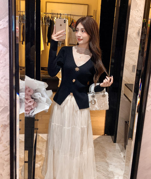 张心子【杏仁可颂】温柔减龄网纱半身裙 U2511046 商品图11