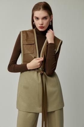 SAFICOO 优雅干练 宽松收腰设计式马甲外套