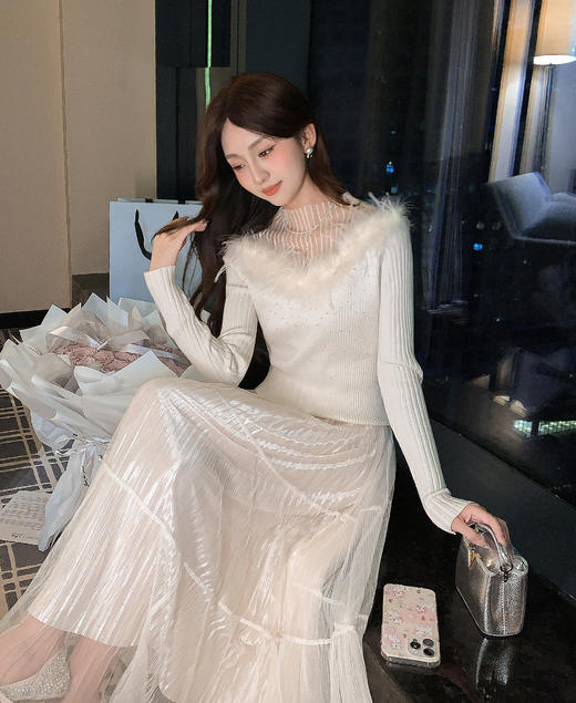 张心子【杏仁可颂】温柔减龄网纱半身裙 U2511046 商品图7