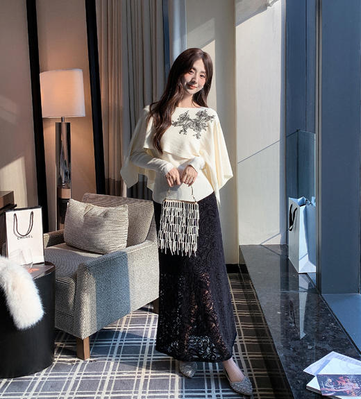 张心子【高分姐姐】秋冬温柔风蕾丝半身裙 U2510037 商品图10