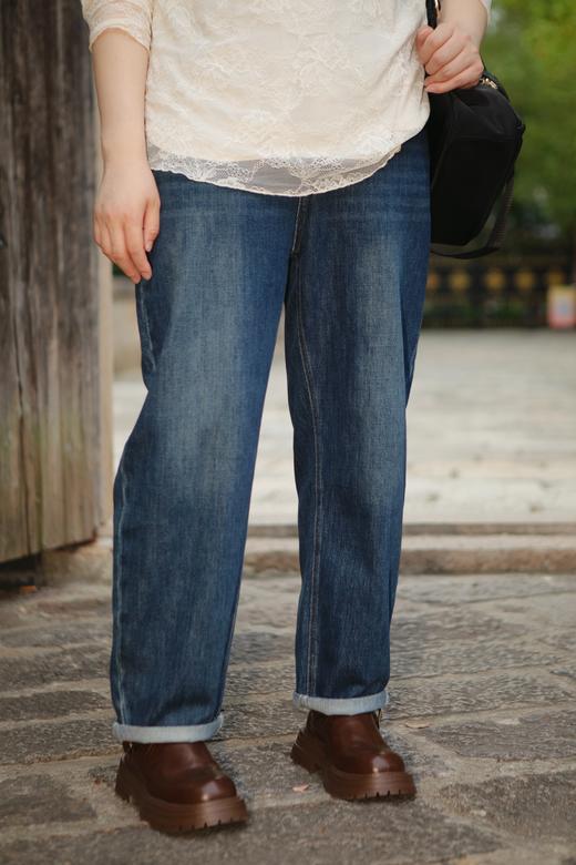 一周发货【版型非常好！牛仔老爹裤】后松紧腰，经典牛仔深蓝色系，百搭不挑人！宽松阔腿版型，显瘦显高一级棒，时尚休闲感拉满~ 商品图5