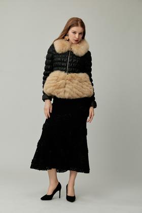 SAFICOO 优雅女人 皮草拼接 精致雕塑感皮羽绒