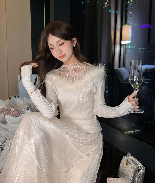 张心子【杏仁可颂】温柔减龄网纱半身裙 U2511046 商品图8