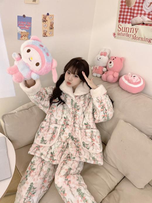 【GZ】无忧购超厚三层夹棉卡通加厚保暖法兰绒女士家居服套装（截单后7天发货) 商品图9