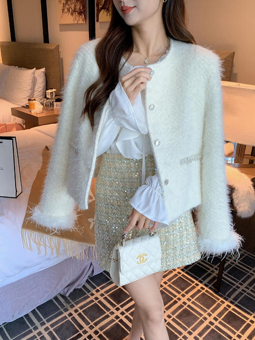 张心子【蔷薇美术馆】法式荷叶边缎面雪纺衫衬衫上衣 U2511041 商品图13