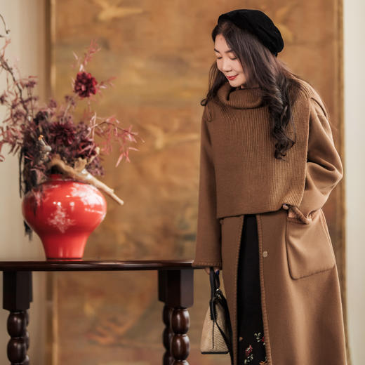 【林栖设计小店】绵羊毛双面呢外套披肩美拉德高级感2025秋冬新款大衣女1954073 商品图2